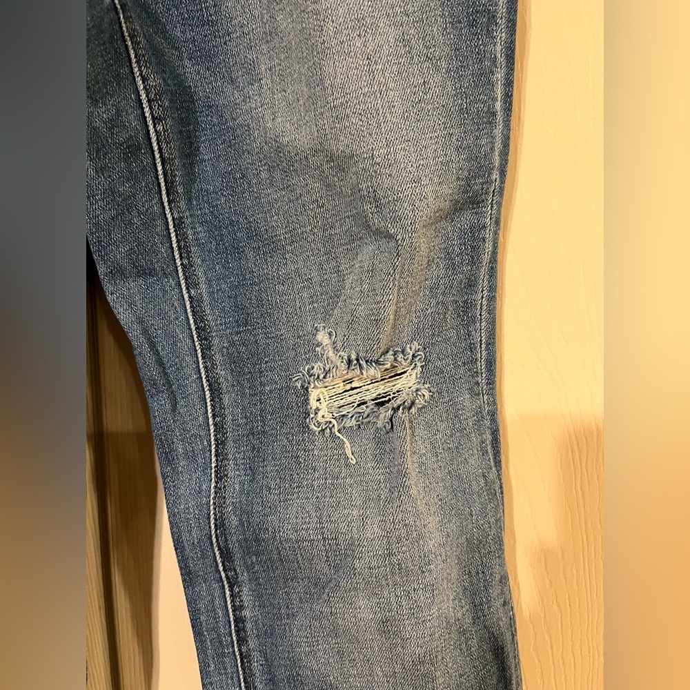 Women's Flying Monkey Kick Flare Blue Distressed Jeans 26 - Picture 6 of 10